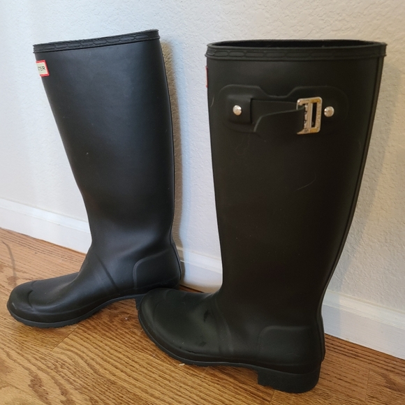Hunter Matte Black Original Tall Boots size 7 - Picture 3 of 4